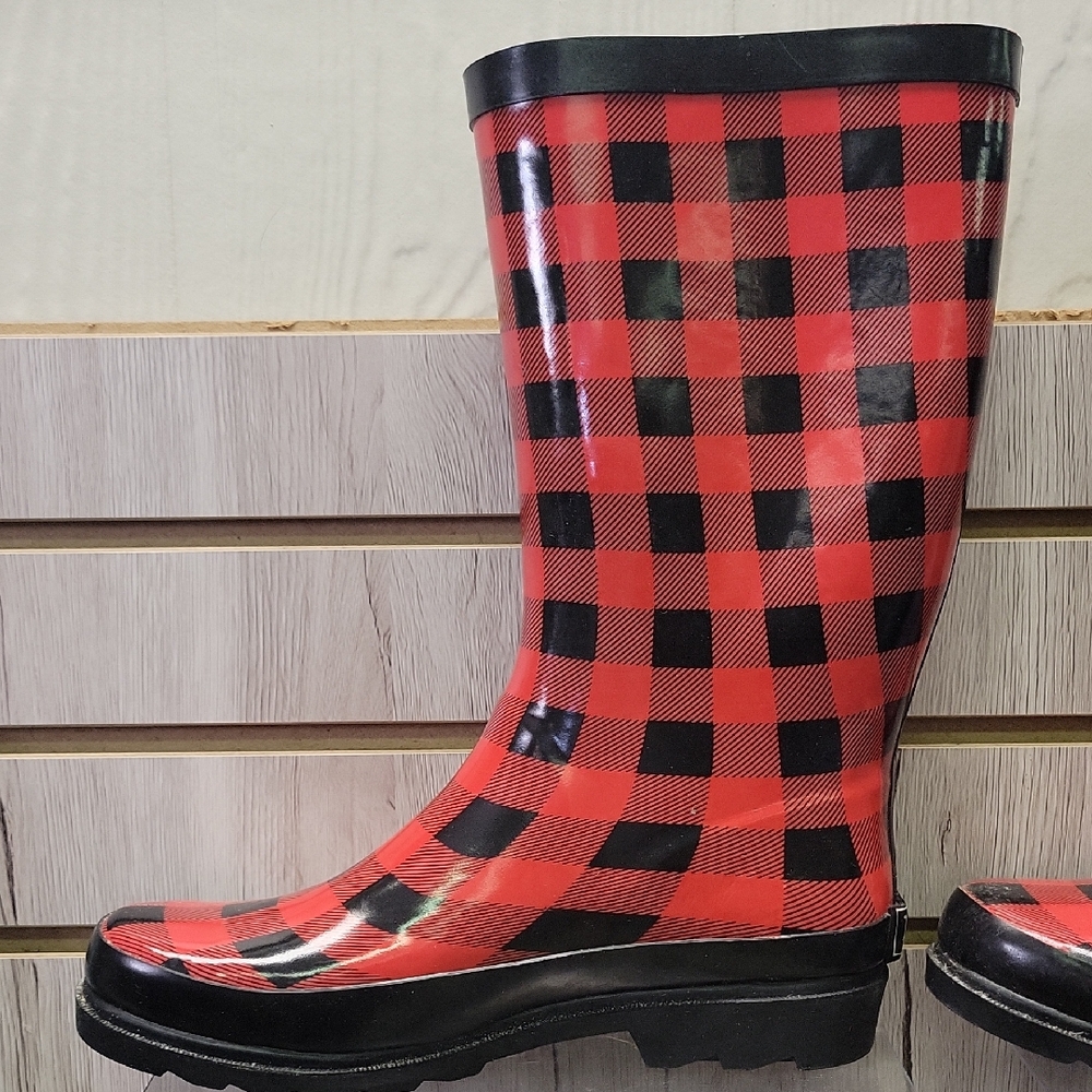 143 Girl Red and Black Winter Rain Boots